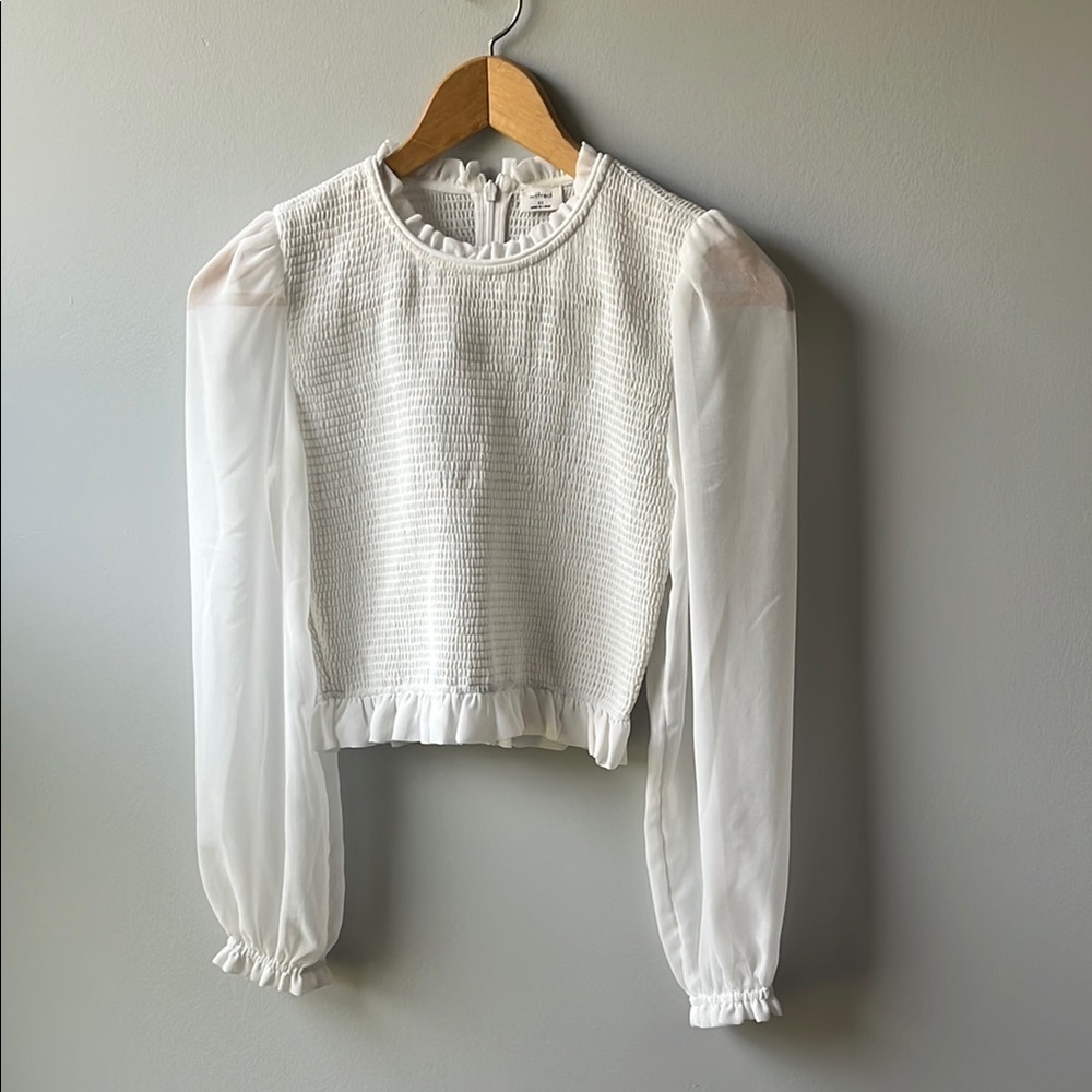 Wilfred Tempest Blouse - White Long Sleeve Top with Smocking